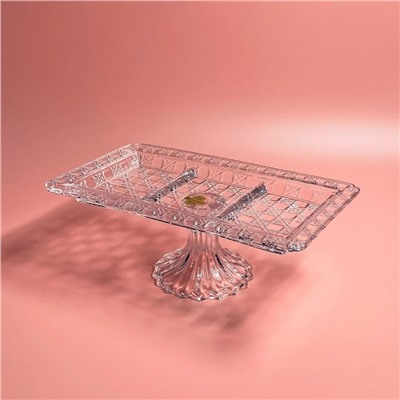 588-698 Прямоугольная менажница 32х18,5х12см на ножке в под.уп.(х6)Стекло