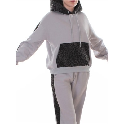 008 GRAY/LT. BLUE/LEOPARD Костюм спортивный зимний женский (95% хлопок, 5% полиэстер)