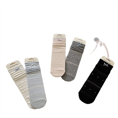Songmu's thin and translucent Fair Island Korean ins blogger same style pile socks solid color sweet bow socks for women