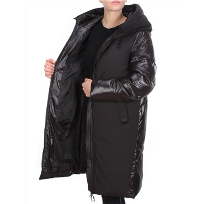2235 BLACK Пальто женское зимнее AKIDSEFRS (200 гр. холлофайбера)