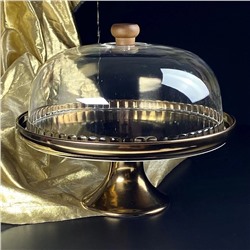 232-005 Тортовница 28см на ножке с крышкой ВИНТАЖ в под.уп.(х4)Фарфор