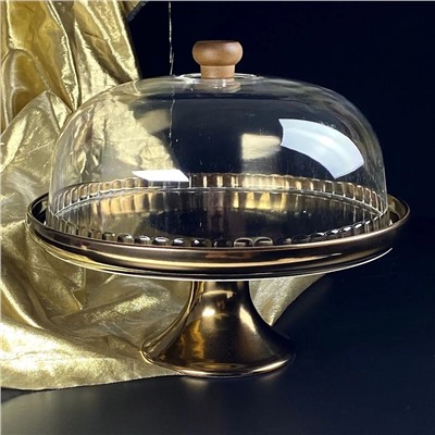 232-005 Тортовница 28см на ножке с крышкой ВИНТАЖ в под.уп.(х4)Фарфор