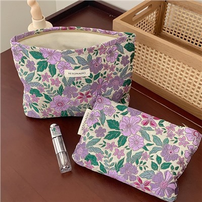 Retro capacious cosmetic bag, portable small clutch bag, organizer bag, french style, high-quality style