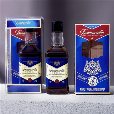 Подарочный набор «Богатства и процветания», гель для душа виски 250 мл и мыло для рук, Чистое счастье