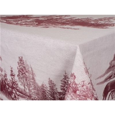 07с-21 ЯК Скатерть 150*250  "Зима в лесу" (олени) цв. бордо