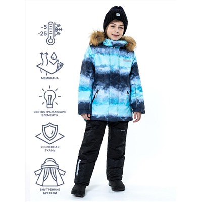 Комплект зимний для мальчика NIKASTYLE 7з1523 аквамарин черный