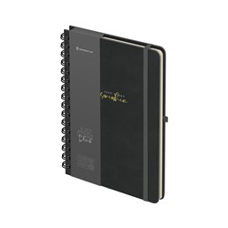 Записная книжка А5 96л., кожзам, на гребне, Greenwich Line "Just start. Black", твердая обложка, тиснение фольгой, с петлей для ручки