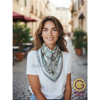 Платок утепленный "Византия" Арт 2026/1 (фон нежно-голубой)