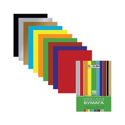 Набор бумаги цветной Мелованной 10л 10 цв. А4ф 194х280мм в папке-Creative Set