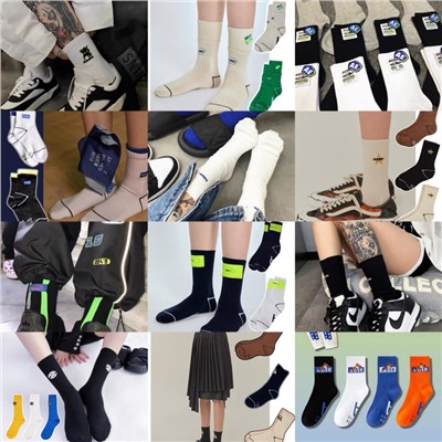 Design embroidery, sports cotton knee socks for men and women, South Korea, with embroidery, internet celebrity