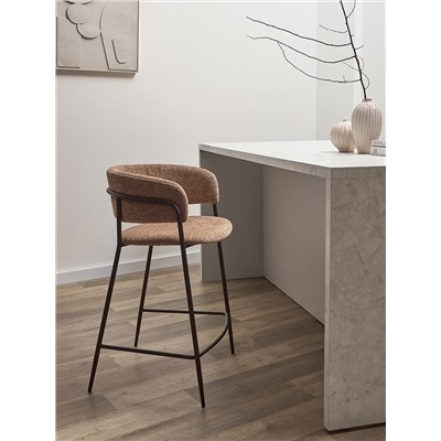 Стул барный Helning, мягкий шенилл, серо-коричневый