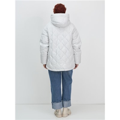 Куртка женская демисезонная с капюшоном серого цвета 1140Sr