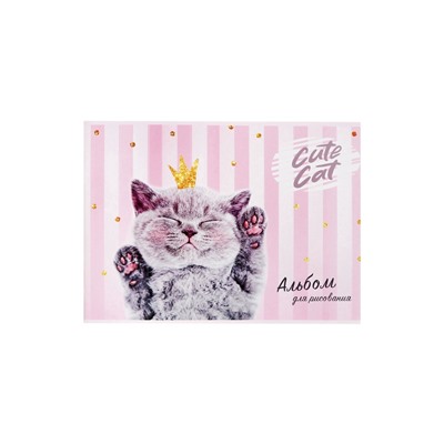 Альбом для рисования Calligrata Cat lady, А4, 40 листов, на скрепке, обложка мелованный картон, блок 100 г/м²