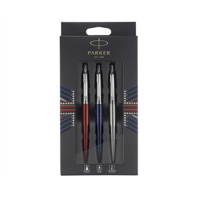 Набор Parker "Jotter London Trio": шариковая ручка + гелевая ручка + механический карандаш, подарочная упаковка, европодвес