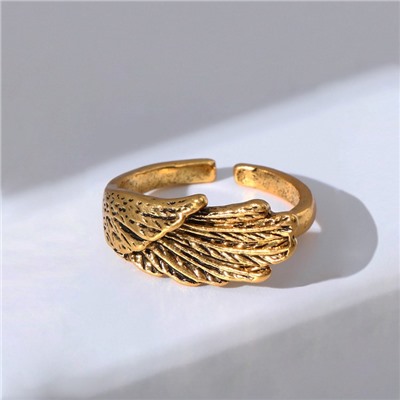 Кольцо «Перстень» крыло, цвет чернёное золото, безразмерное