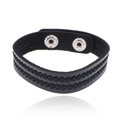 BS637 Кожаный браслет, 22см, цвет чёрный