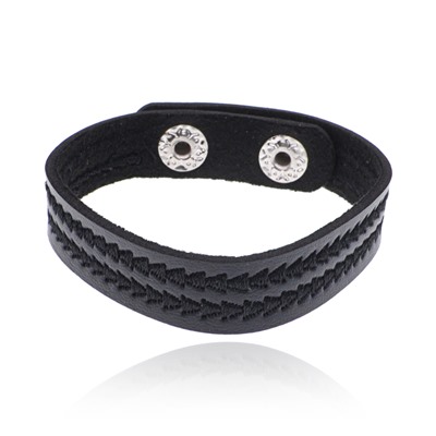 BS637 Кожаный браслет, 22см, цвет чёрный