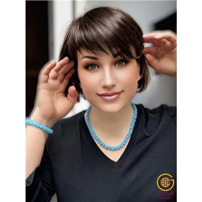 Набор бижутерии из хрусталя (бусы, браслет, серьги) Цвет матовый голубой