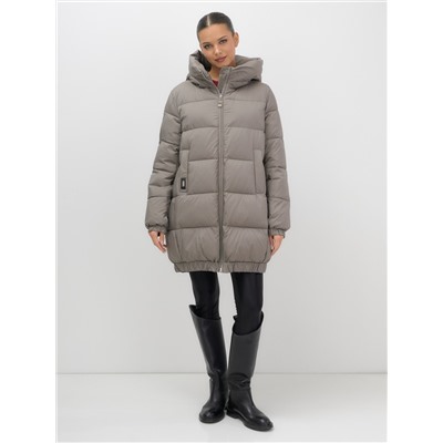 Куртка женская зимняя на резинке большого размера коричневого цвета 7619K