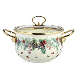 КАСТРЮЛЯ ЭМАЛИРОВАННАЯ AGNESS СО СТЕКЛЯННОЙ КРЫШКОЙ СЕРИЯ "CELEBRATION", 2.8 Л, 20*12 СМ