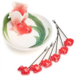 БЛЮДО LEFARD "ЗОЛОТАЯ РЫБКА" 11*12*8 СМ, 6 ВИЛОЧЕК (КОР=18ШТ)