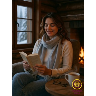 Шарф теплый женский кашемировый Арт 2581Ш/03 (серо-голубой)