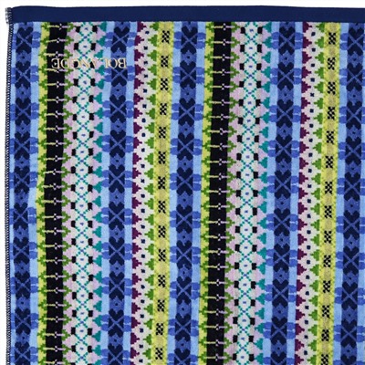 "Missoni-3005" Полотенце махровое 100х150см, плотность 375гр/м2, 100% хлопок, велюр, синий, Bolangde (Китай)