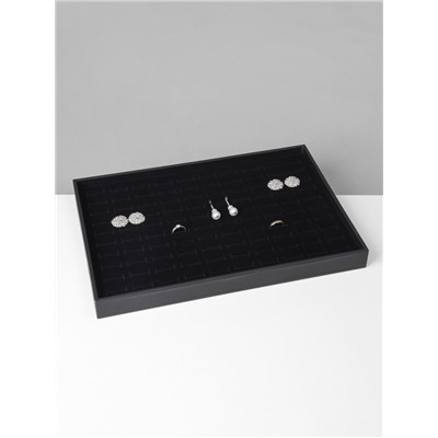 Подставка под кольца QF100 мест, флок, 35×24×3 см, чёрная