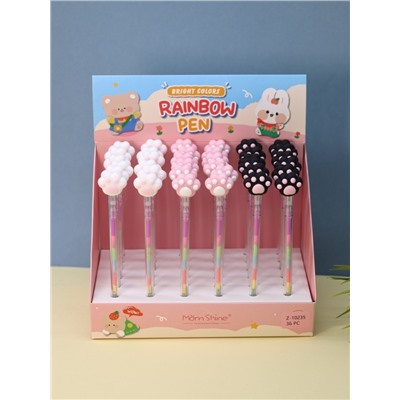 Цветная гелевая ручка "Розовая кошачья лапка", mix, шоу-бокс 36 шт.