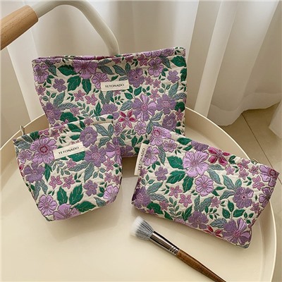 Retro capacious cosmetic bag, portable small clutch bag, organizer bag, french style, high-quality style