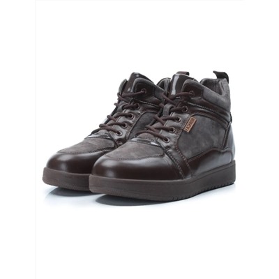 04-PA-18Z BROWN Ботинки зимние женские (натуральная замша и кожа, шерсть)