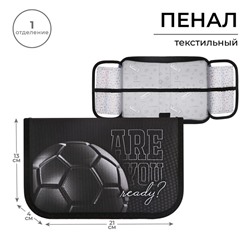 Пенал 1 секция, 130×210×40 мм, 2 откидные планки, тканевый, Calligrata TOP, Content «Мяч»