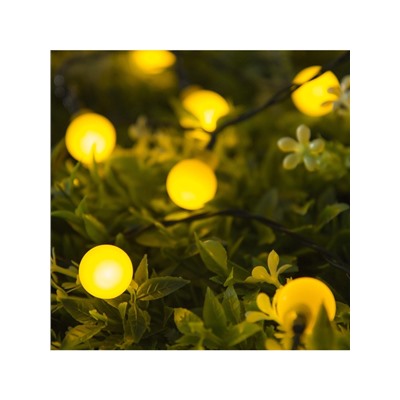 Гирлянда «Нить», 4.5 м, уличная, с насадками «Шарик», IP44, 30 LED, 2 режима, солнечная батарея, тёмная нить, свечение жёлтое