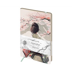 Записная книжка А5 80л. ЛАЙТ, кожзам, Greenwich Line "Sakura. Wise beauty", с резинкой, тиснение фольгой, блок в линию