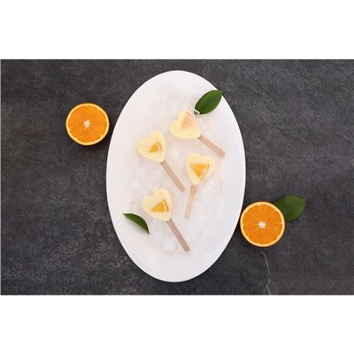 Форма для мороженого Доляна «Сердца. Макси», силикон, 49×6.5×2 см, 8 ячеек, палочки 50 шт., белая