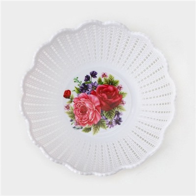 Ваза для хлеба и фруктов «Вязание», 18×4.5 см, рисунок МИКС, белая