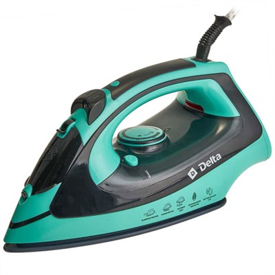 Утюг DELTA  DL-416 черный с зеленым: 2600 Вт, КЕРАМИЧЕСКОЕ покрытие подошвы (10) оптом