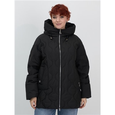 Куртка женская демисезонная с капюшоном черного цвета 1140Ch