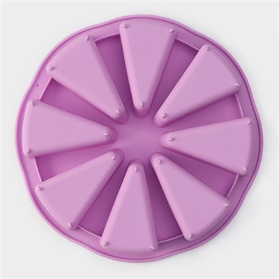 Форма для выпечки Доляна «Сладости. Кусочки торта», силикон, d=26 см, 8 ячеек (9.5×5.8 см), сиреневая