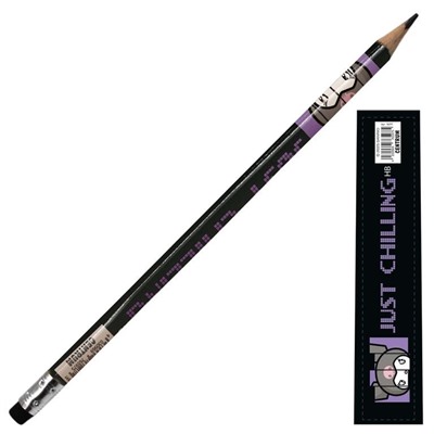 Карандаш ч/графитный с ластиком "Kuromi-1", с голографческой пленкой