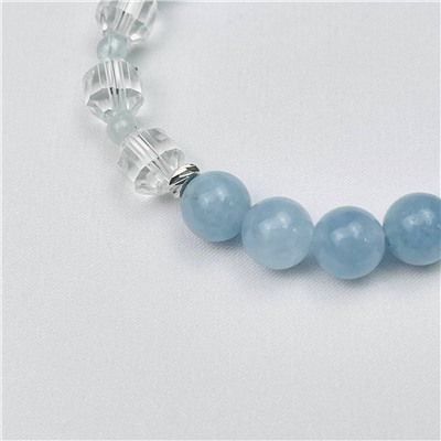 Радуга Самоцветов Браслет из Аквамарина и Горного Хрусталя