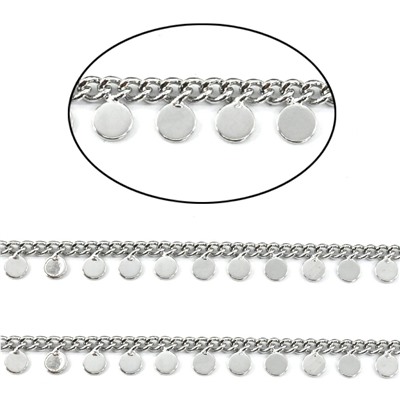 Цепочка для украшений "бахрома", звено 2,5*2,5мм, круг 4мм, цв.серебристый, 50см