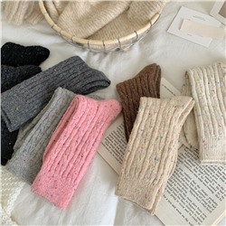 Woolen colored Japanese demi-season keep warm socks, increased thickness, mid-length