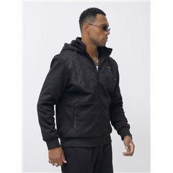 Спортивный костюм мужской зимний с начесом черного цвета 7332Ch