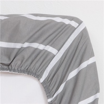 Простыня на резинке Этель 140х200х25 см "Gray stripes", 100% хлопок, поплин, 125 гр/м2