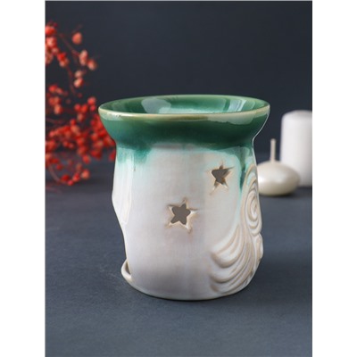 Аромалампа для эфирных масел «Море волнуется», керамика, зелёный, 8.6×8.6×9.8 см