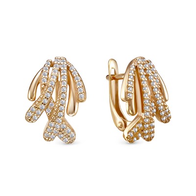 Серьги с фианитом позолоченные серебро 925*