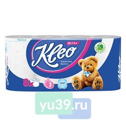 Бумага туалетная Kleo Ultra, 8 рул., 3 сл., белая