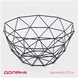 Фруктовница Доляна «Геометрия», 27×27×14 см, чёрная