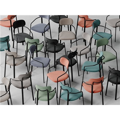 Стул Ror, Round, велюр, черный/зеленый